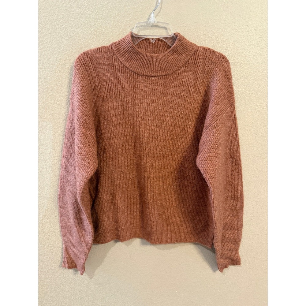 Leith Sweater Womens S Pink Excellent Mock Neck Ribbed Knit Long Sleeve